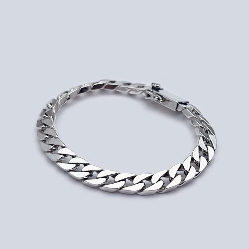 Solid S925 Sterling Silver Bracelet 7MM 8MM 10MM Punk Argent 925 Silver Jewelry Never Fade Men Jewelry Gifts Past Test