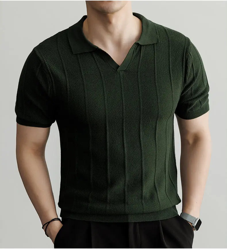Premium European Knit V-Neck Polo