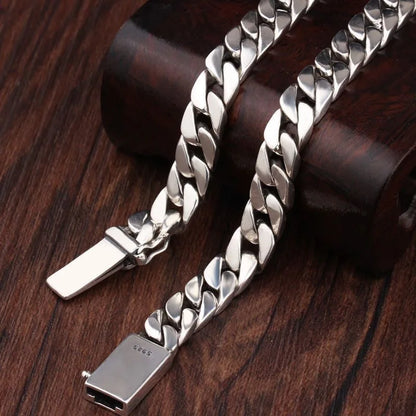 Solid S925 Sterling Silver Bracelet 7MM 8MM 10MM Punk Argent 925 Silver Jewelry Never Fade Men Jewelry Gifts Past Test