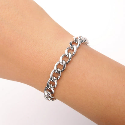 Teamer 3-10mm Wide Men's Cuban Chain Bracelet Women Stainless Steel Gold Color Minimalist Basic Figaro Chain Punk Jewelry Gift