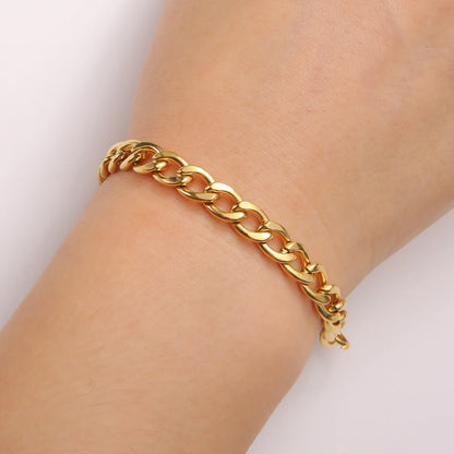 Teamer 3-10mm Wide Men's Cuban Chain Bracelet Women Stainless Steel Gold Color Minimalist Basic Figaro Chain Punk Jewelry Gift