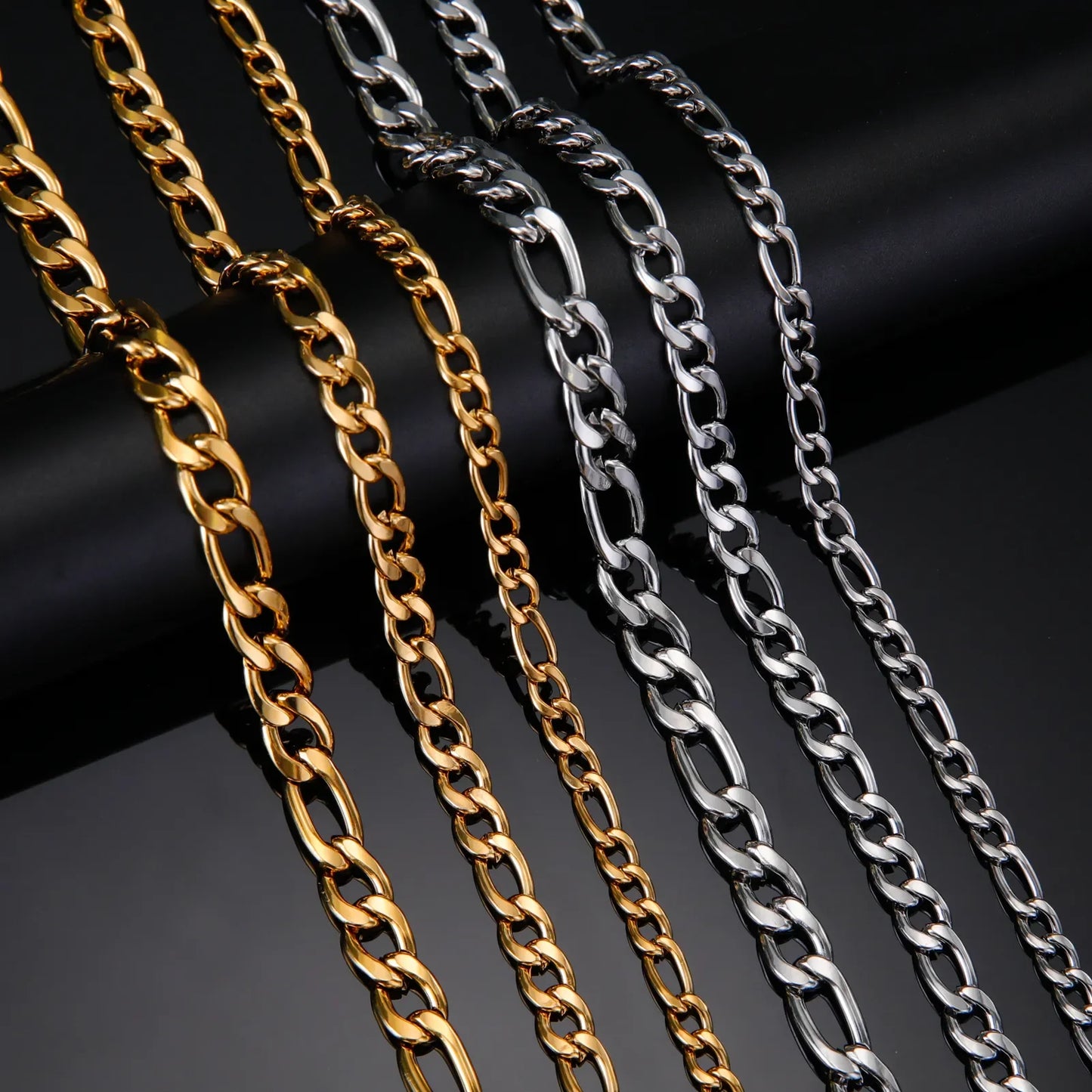 Teamer 3-10mm Wide Men's Cuban Chain Bracelet Women Stainless Steel Gold Color Minimalist Basic Figaro Chain Punk Jewelry Gift