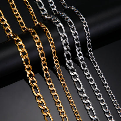 Teamer 3-10mm Wide Men's Cuban Chain Bracelet Women Stainless Steel Gold Color Minimalist Basic Figaro Chain Punk Jewelry Gift