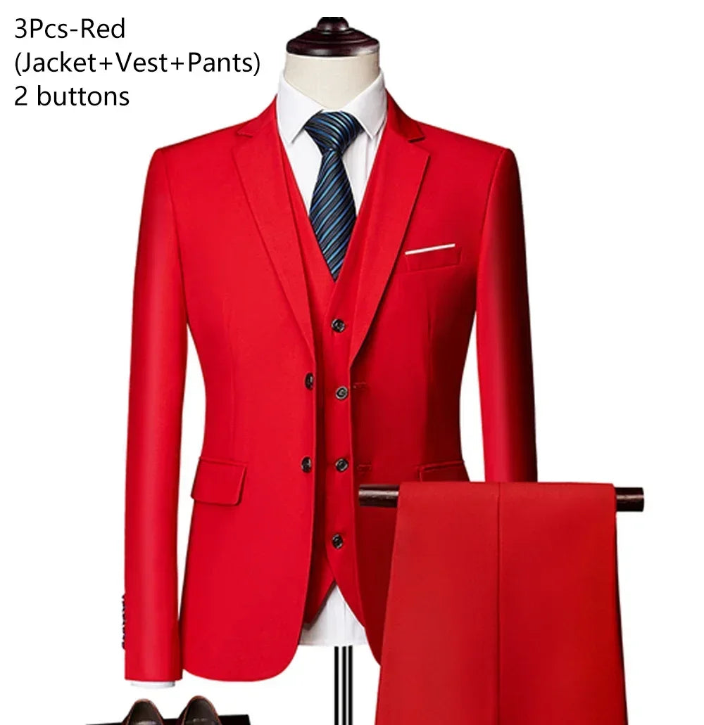 Men Suits For Business Wedding Blazers 2 Pieces 3 Sets Elegant Full Vest Pants Coats 2023 Formal Jackets