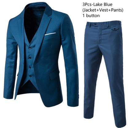Men Suits For Business Wedding Blazers 2 Pieces 3 Sets Elegant Full Vest Pants Coats 2023 Formal Jackets