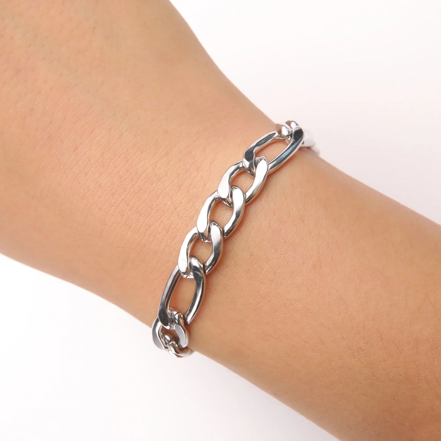 Teamer 3-10mm Wide Men's Cuban Chain Bracelet Women Stainless Steel Gold Color Minimalist Basic Figaro Chain Punk Jewelry Gift