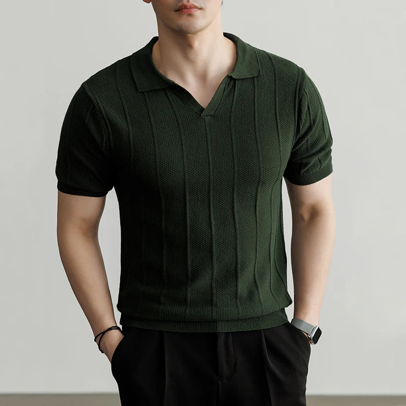 Premium European Knit V-Neck Polo