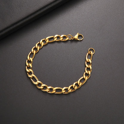 Teamer 3-10mm Wide Men's Cuban Chain Bracelet Women Stainless Steel Gold Color Minimalist Basic Figaro Chain Punk Jewelry Gift