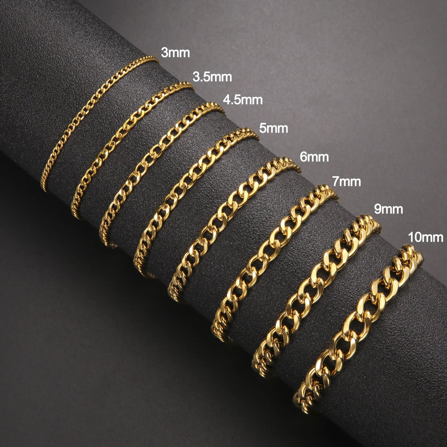 Teamer 3-10mm Wide Men's Cuban Chain Bracelet Women Stainless Steel Gold Color Minimalist Basic Figaro Chain Punk Jewelry Gift