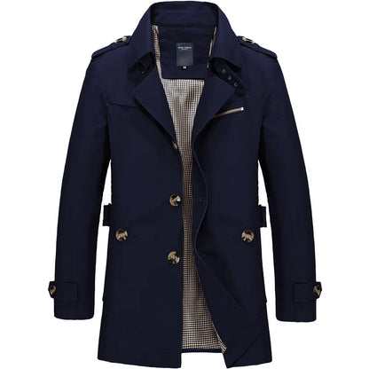 2026 Spring New Men's Army Green Lapel Jacket, Khaki Business Casual Coat, Blue and Black Autumn Windbreaker.