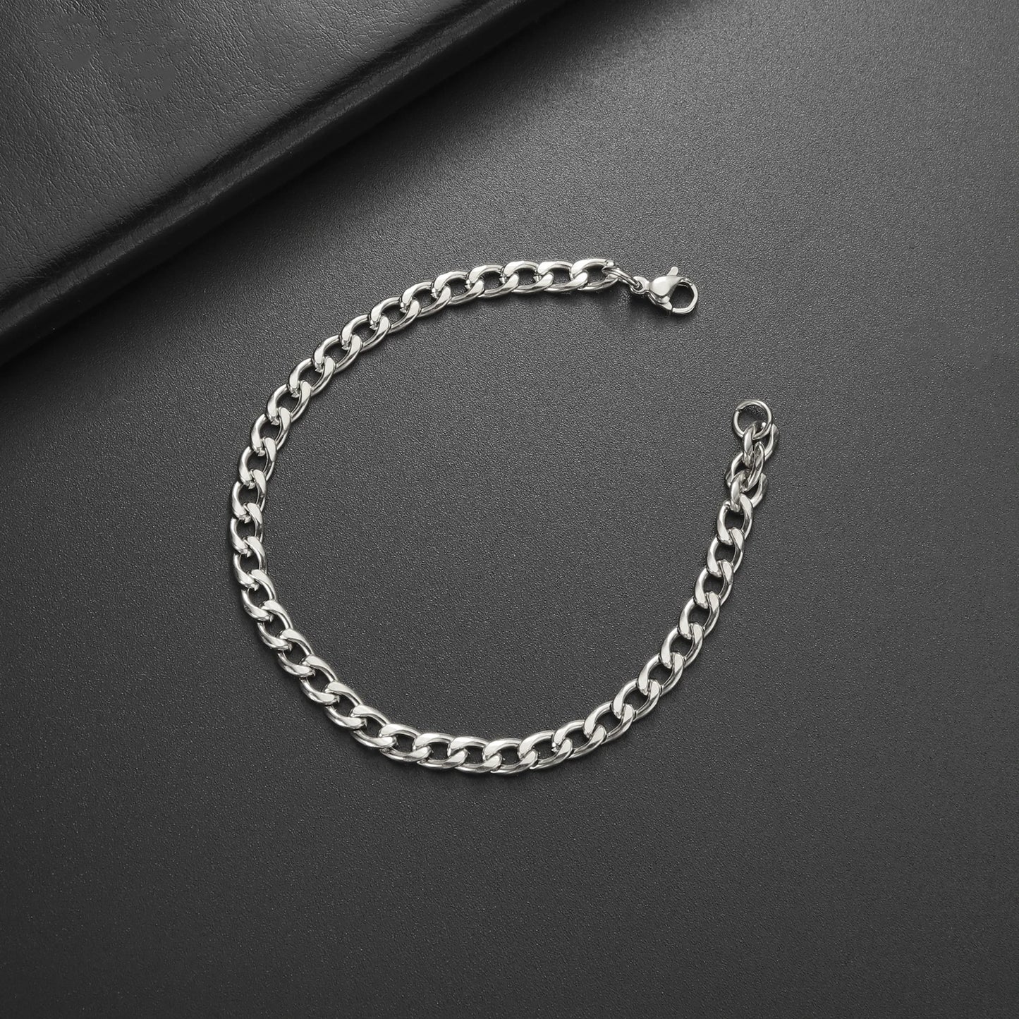Teamer 3-10mm Wide Men's Cuban Chain Bracelet Women Stainless Steel Gold Color Minimalist Basic Figaro Chain Punk Jewelry Gift