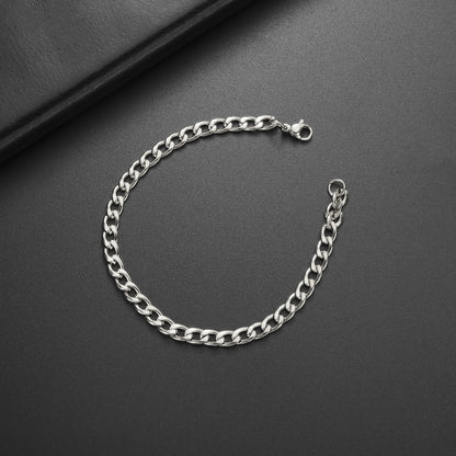 Teamer 3-10mm Wide Men's Cuban Chain Bracelet Women Stainless Steel Gold Color Minimalist Basic Figaro Chain Punk Jewelry Gift